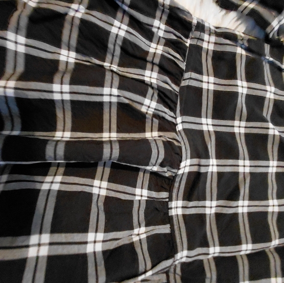 Loft Black White Check Blouse Ruffle Long Sleeve - Picture 4 of 8